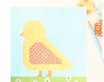 Baby Chick Chicken Farmgirl Bird Animal PDF Quilt Block Pattern - Includes instructions for 6 inch and 12 inch Finished Blocks