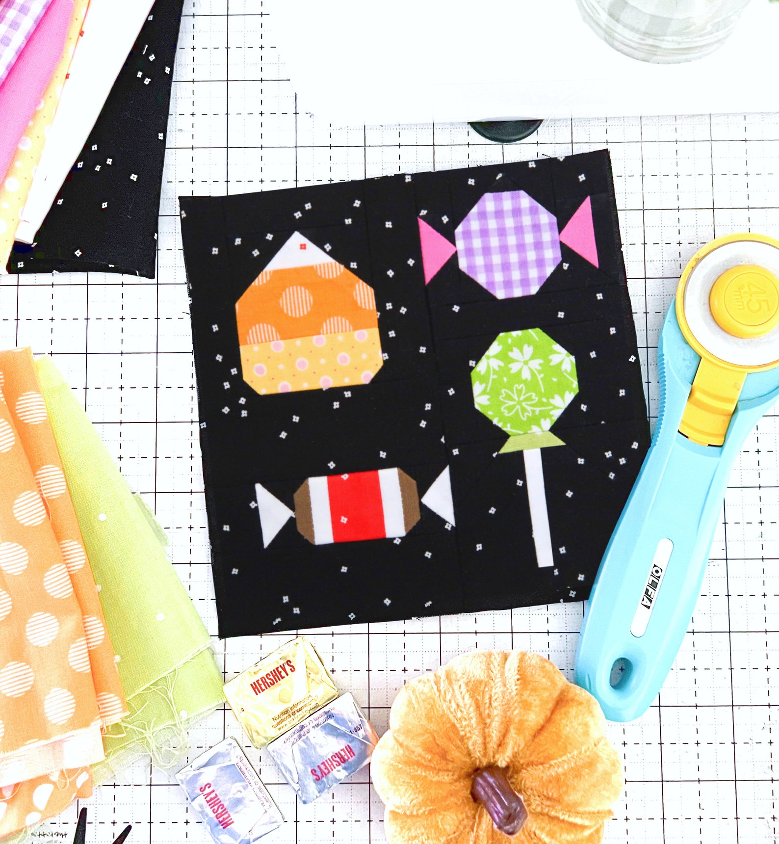 Fall Candy Treats Quilt Block PDF Pattern - Includes Instructions for ...