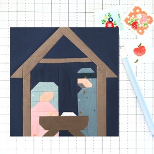 Nativity Scene Baby Jesus, Mary and Joseph Christmas Quilt Block Pattern PDF-Includes instructions for 6, 12, 18,and 24 inch Finished Blocks