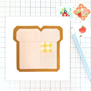 Toast with Butter Breakfast Food Quilt Block PDF pattern - Includes instructions for 6 inch and 12 inch Finished Blocks
