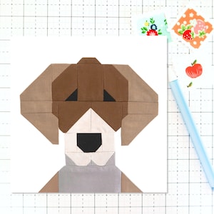 German Shorthaired Pointer Dog Puppy Quilt Block PDF pattern -Includes instructions for 6 inch, 12 inch, 18 inch and 24 inch Finished Blocks