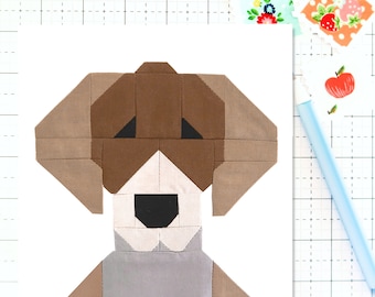 German Shorthaired Pointer Dog Puppy Quilt Block PDF pattern -Includes instructions for 6 inch, 12 inch, 18 inch and 24 inch Finished Blocks