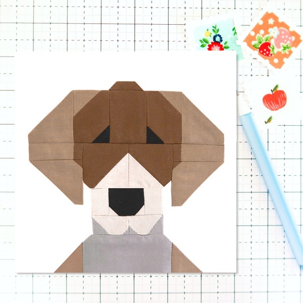 German Shorthaired Pointer Dog Puppy Quilt Block PDF pattern -Includes instructions for 6 inch, 12 inch, 18 inch and 24 inch Finished Blocks