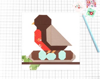Robin's Nest Quilt Block Pattern Spring Bird PDF - Instructions for 6 inch, 9 inch, 12 inch, 18 inch, 24 inch Blocks Traditional Piecing
