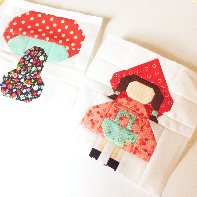 Woodland Toadstool / Mushroom PDF Quilt Block Pattern 6 Inch and 12 ...
