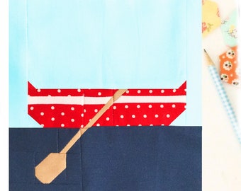 Canoe Rowboat Boat Summer PDF Quilt Block Pattern - Includes instructions for 6 inch and 12 inch Finished Blocks