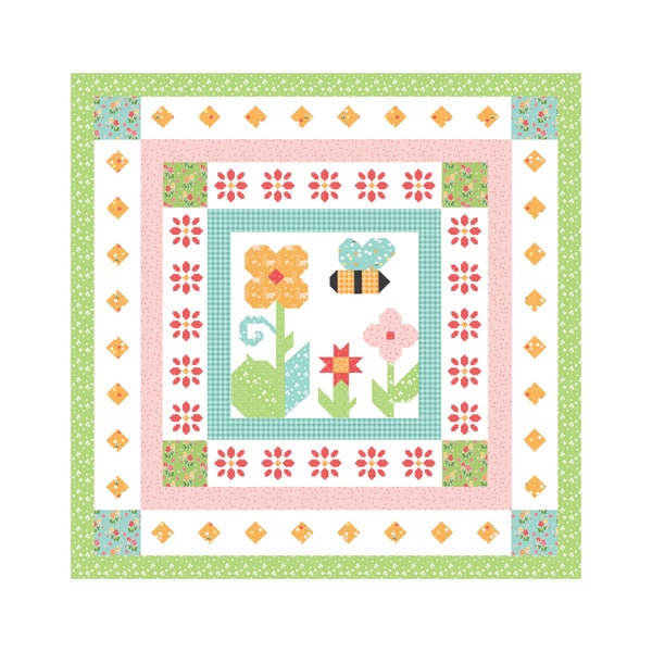 Perfect Day PDF Quilt Pattern by Gracey Larson - 64" x 64" - Traditional Piecing Medallion Throw Quilt - Featuring Strawberry Honey Fabrics