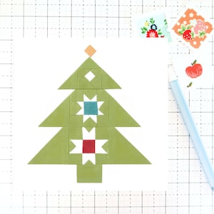 Quilter&#39;s Christmas Tree Quilt Block PDF pattern - Includes instructions for 6 inch, 12 inch, 18 inch and 24 inch Finished Blocks
