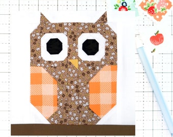 Classic Cute Owl Quilt Block Pattern Bird Animal PDF -Includes instructions for 6 inch, 12 inch, 18 inch, 24 inch Blocks Traditional Piecing