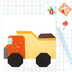 Dump Truck Quilt Block Pattern Vehicle Travel Boy PDF - Includes instructions for 6 inch, 12 inch, 18 inch, and 24 inch Finished Blocks