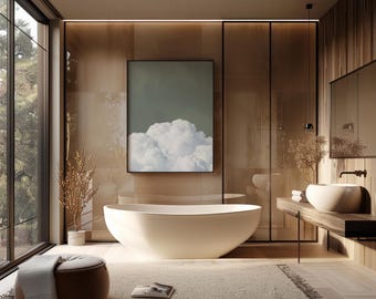 Impresión en lienzo de paisaje de nubes: arte minimalista de pared con cielo, decoración relajante