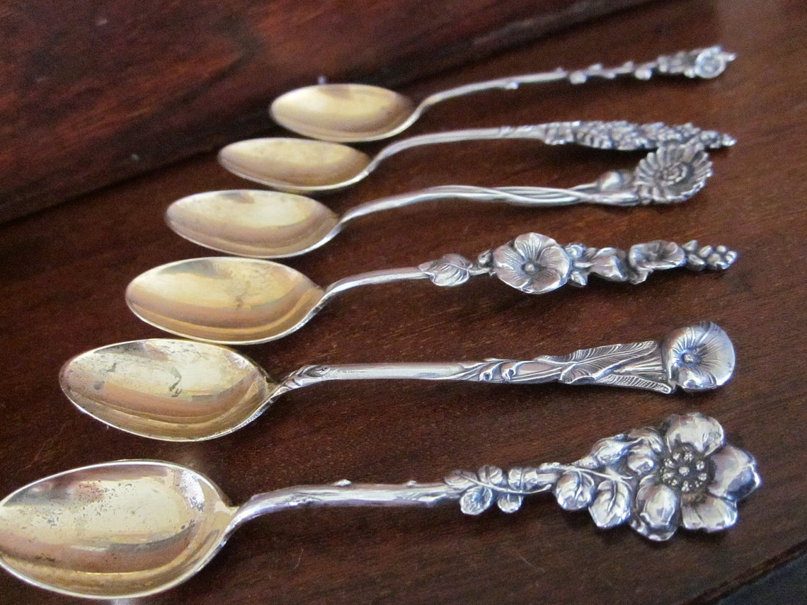 6 Sterling Silver Reed and Barton Demitasse Spoons Floral Etsy