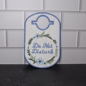Do Not Disturb Embroidered Quilted Doorknob Hanger, Handmade Hanger, 4 x 6 inches