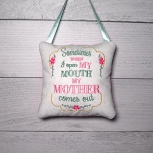 Embroidered Door Knob Hanger: "Open My Mouth..." Quote