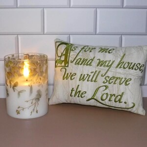 Small Serve The Lord Embroidered Small Pillow, 7 x 5 Inches, Christian Decor, Shelf Sitter, Handmade Pillow