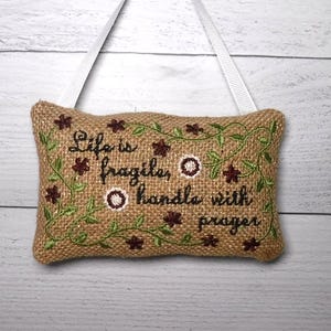 Handle with Prayer Handmade Embroidered Door Knob Hanger, Christian Decor, Inspirational