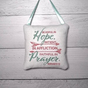 Embroidered Hope Door Knob Hanger: Polka Dot Fabric, Green Ribbon