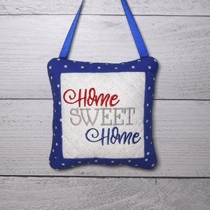 Embroidered Home Sweet Home Door Knob Hanger: Handmade Cotton Ornament
