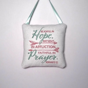 Embroidered Hope Door Knob Hanger: Polka Dot Fabric, Green Ribbon