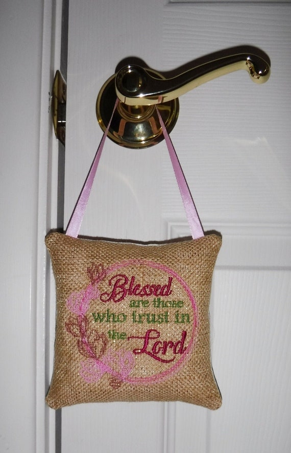 Loved and Blessed Embroidered Door Knob Hanger Door Ornament Religious