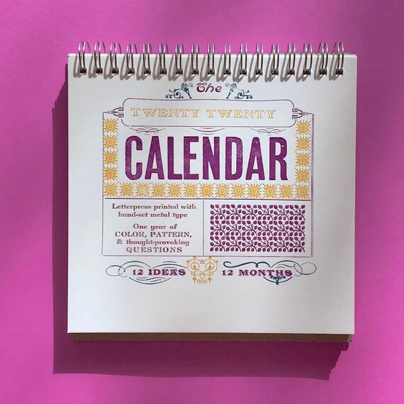 2020 Letterpress Desk Calendar Etsy