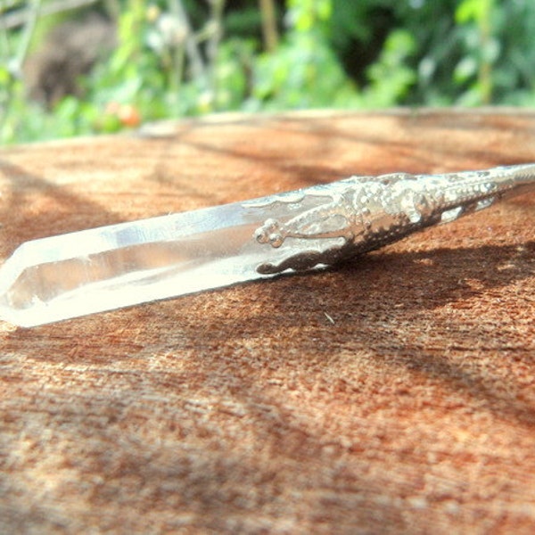 Raw Quartz Crystal Pendant, Silver Filigree, Crystal Pendant, Gemstone Jewelery, Spiritual Jewelery