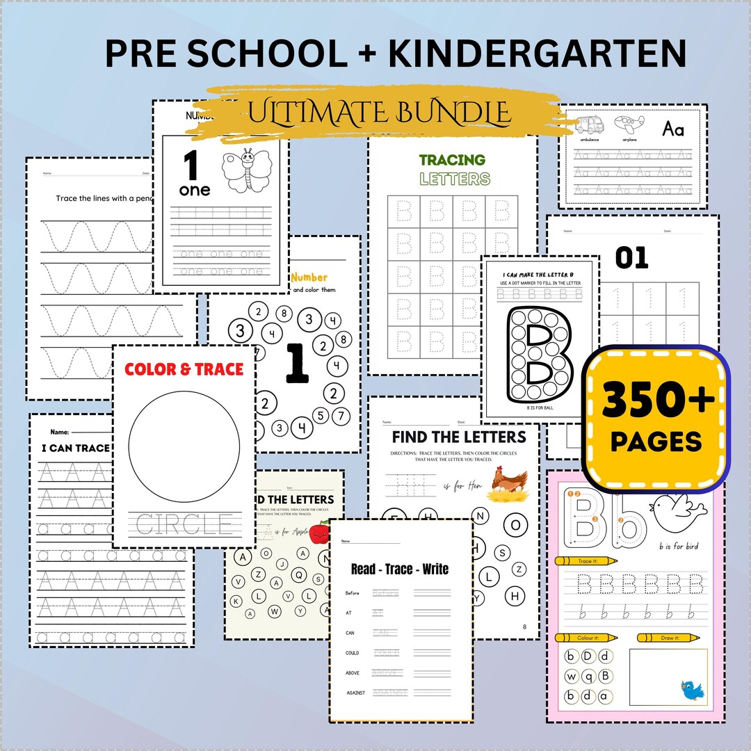 Preschool Pre-k + Kindergarten Learning Bundle | +350 Pages | Alphabet ...