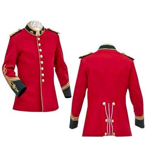 Men’s Red Zulu War Military Band Jacket – British Style Parade Uniform Coat – Vintage Inspired Officer Jacket with Gold Trim