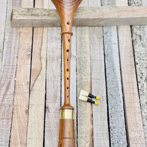 Rosewood Musical RAUSCHPFEIFE Small Wooden Medieval Shawm Instrument with Two Free Reeds Music Instruments