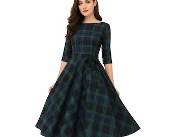 Women’s Custom Tartan Dress | Scottish Plaid Wool Maxi Dress | Handmade Vintage Winter Dress | Made to Measure Girls Frocks  | 60+ Tartans