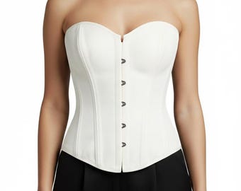 Steel Boned Woman Waist Training Over bust White Cotton Corset Fashion Corset in 24 Plus Colors