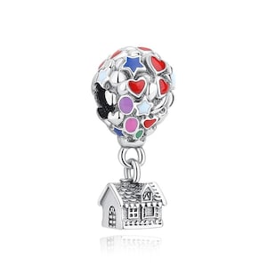 Charm for Pandora, Balloon house from UP, Hot air balloon house charm, Fits bracelets, Sterling silver jewelery, Pendant, Housewarming gift