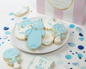 Baby Boy Decorated Sugar Cookies: Shower Favors, Gift Set