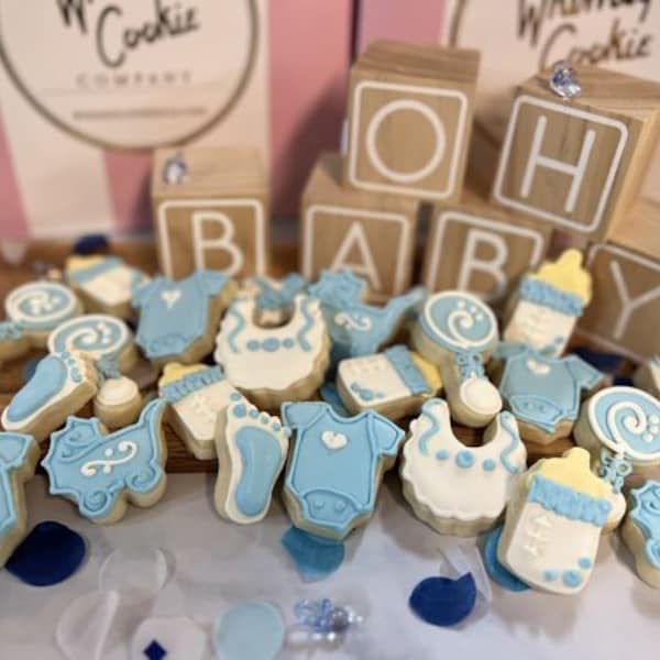 Baby Bite size, Mini Cookies, baby boy, girl cookies | Sugar Cookies with Royal Icing | Mini Size | 3 Dozen | Heat Sealed