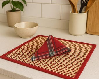 Artisan crafted rectangular table dining mats boho luxury placemats with cotton dinner napkins set of 6