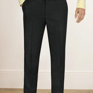 Mens Classic Black Smart Casual Trouser Tailored Fit Formal Lightweight Grooms Wedding Suit Dress Pant Office Work Wear Travel Ready Trouser
