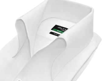 Men's White Evening Dress Shirt High Open Button Down Collar Buttonless Stiff Neck Summer Dress Celebrity Style Designer Grooms Outfit