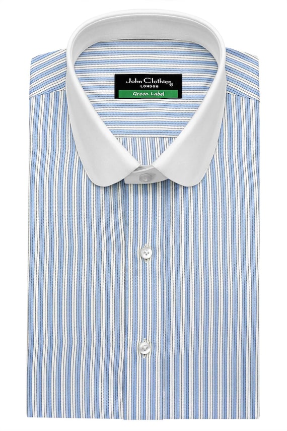 Camicia da uomo in stile edoardiano retrò con colletto a penny, a