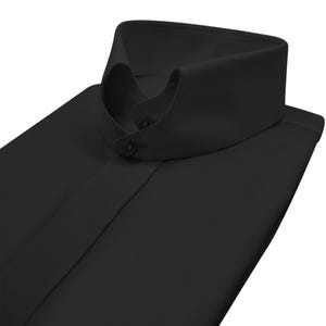 Black Sweetheart Tab Collar Shirt for Men Hidden Placket Custom Made Formal Evening Dinner Shirt