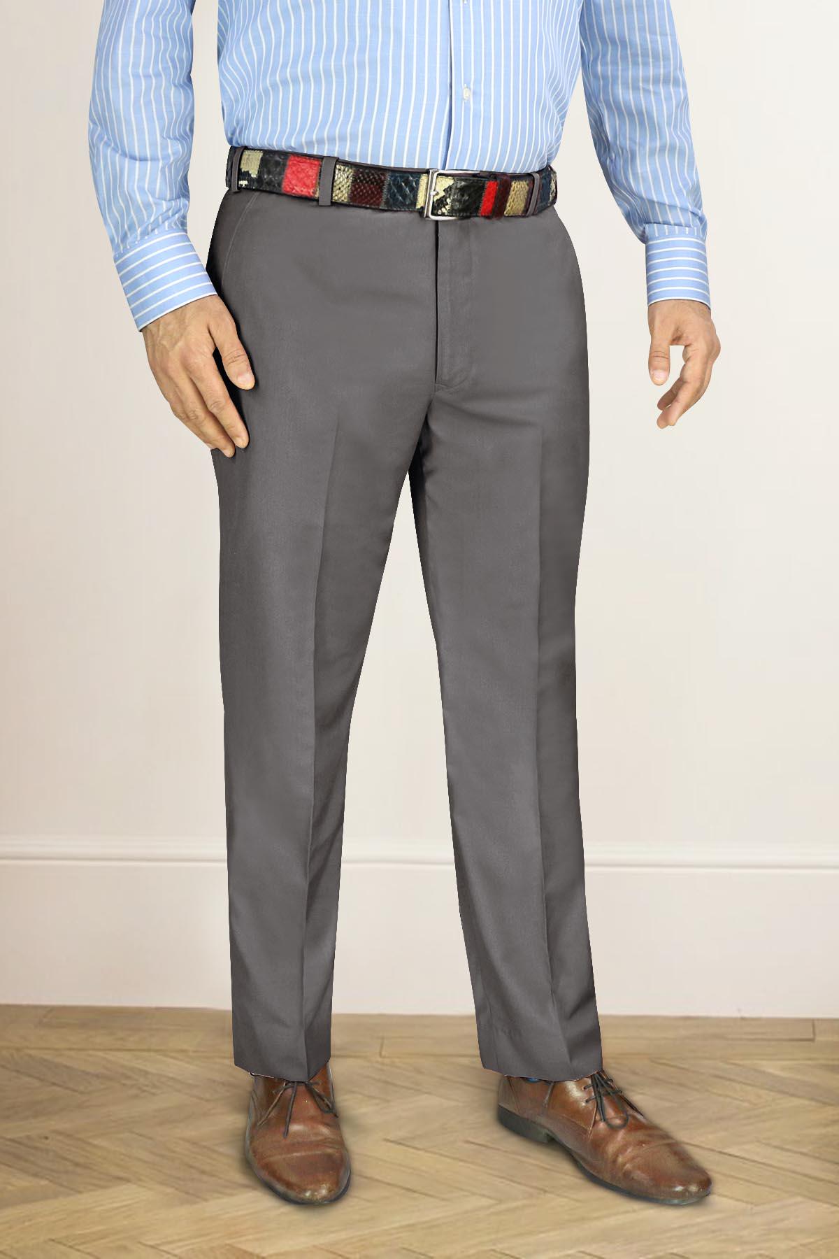 Charcoal Grey Formal Trouser for Men Poly wool Non-Iron Comfortable Modern Fit Lightweight Business Work Wear Casual Office Dress Pants
