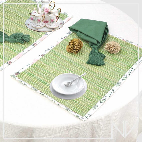 Umweltfreundliches Esszimmer-Tischset rechteckiges mintgrnes Tischset mit  Serviette aus natrlichem Bambusrohr 6er-Set Boho Kitchen Decor  Housewarming Geschenk - Etsy.de