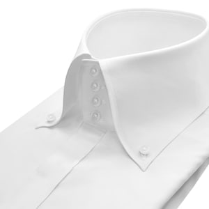Men&#39;s Oxford British Style Polo Pointy Collar Shirt White Egyptian Cotton Hidden Buttons High Button Down Stiff Collar Wedding Grooms Shirt