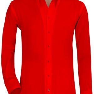 Rood overhemd heren Egyptisch katoen, hoge kraag