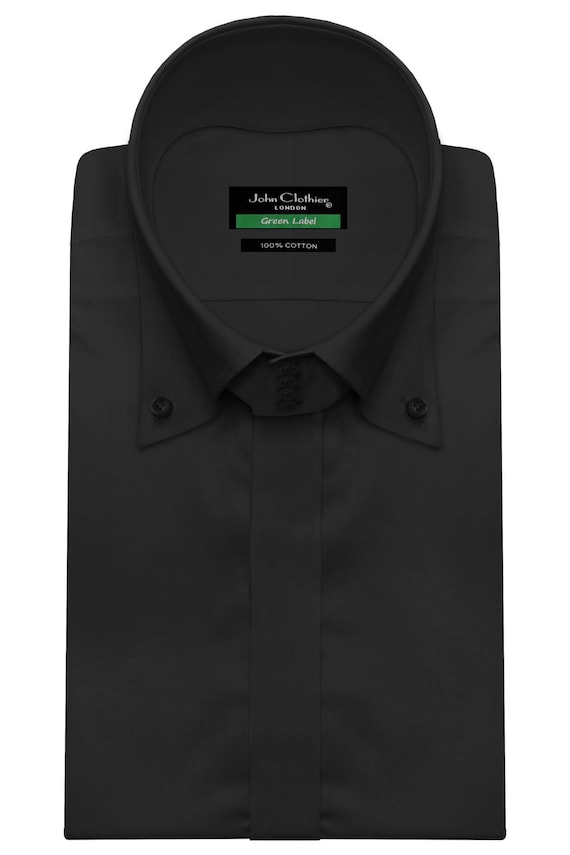 hidden button collar dress shirts Eton ideal for formal occasions or professional wear Men's Smart Casual Black Dress