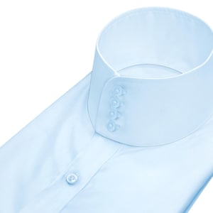 Camicia da uomo vintage con collo alto, semi-formale, da lavoro, su misura, con colletto alla coreana cinese, a 4 bottoni.