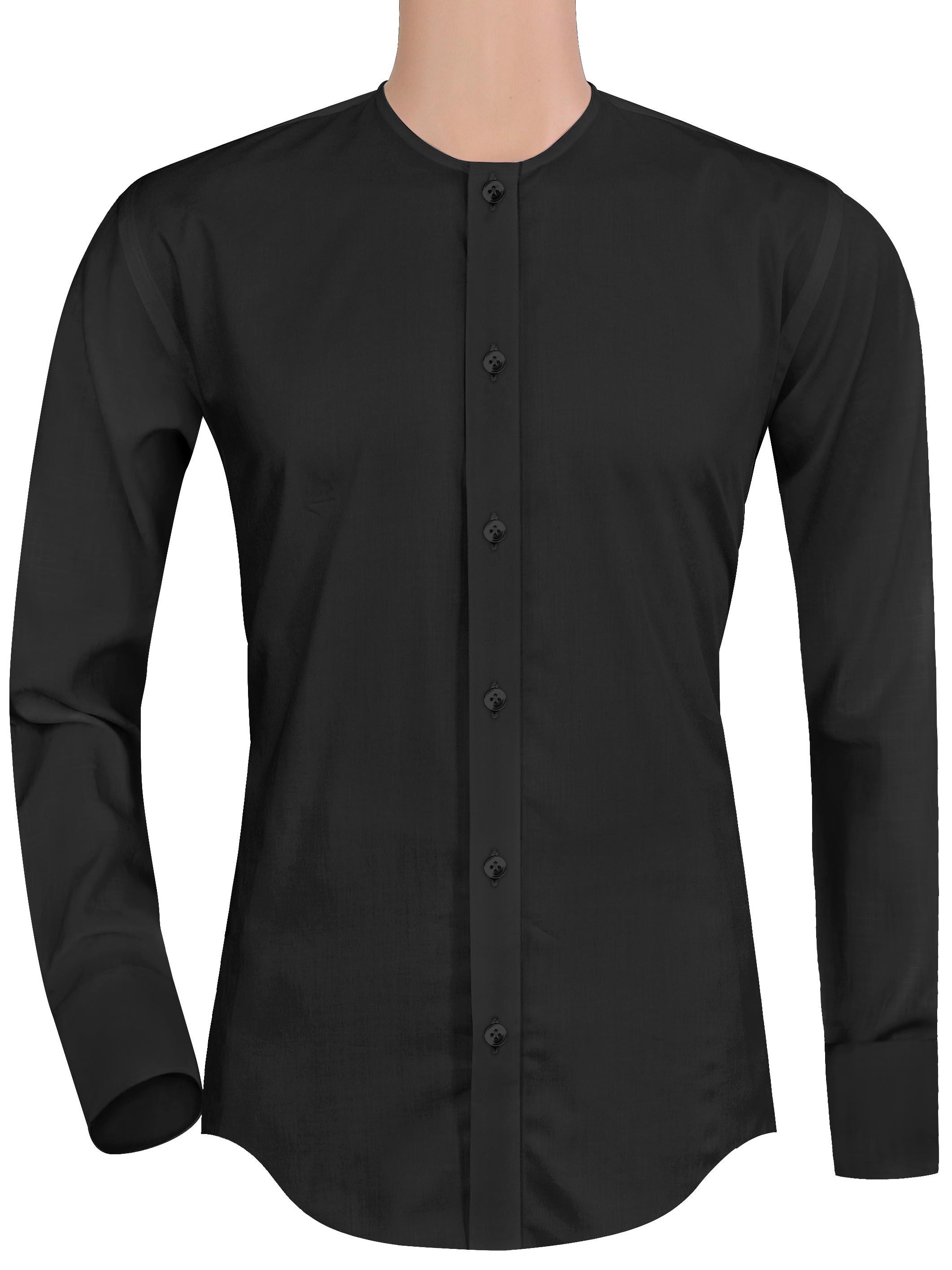 collarless dress shirt black Black Pleated Tuxedo Shirt main image 0
