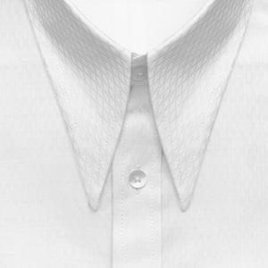 Readymade Men’s Shirt White Spear Point Collar 1930s Goodfellas Arrow Point Collar Dobby Structure Tailored Fit Vintage Wedding Dress Shirt