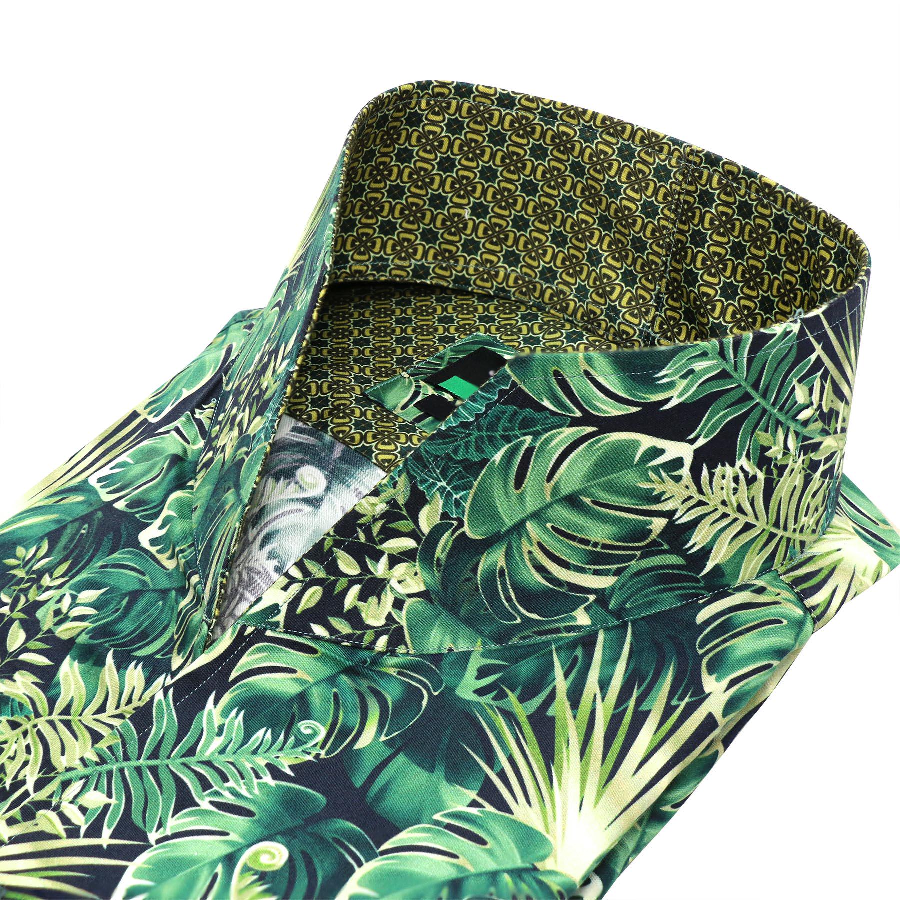tropical dress shirts for men Hpapadks Summer Shirts for Men Beach Hawaii Tropical Print Short Sleeve Lapel Button Down Blouses Mens Dress Shirts Dark Blue L