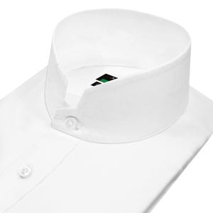 Men's White High Stand Collar Shirt Grooms Wedding Outfit Size 16.5 Imperial Clerical Roman Tonsure Grandad Mandarin Collar