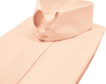 Modern Heart Tab Collar Men's Shirt Light Orange Hidden Placket Red Carpet Gala Party Fashion Event Chemise